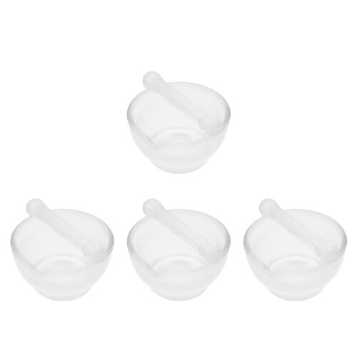 4Ensembles Mortier En Verre Compact Pilon Pour Usage Laboratoire