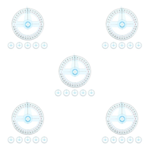 30Pcs Sky-Blue Plastic Drafting Tools Clear Circle Ruler Protractor