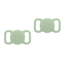 2Pièces Cache Localisateur Silicone Vert Choc Pour Collier Animal