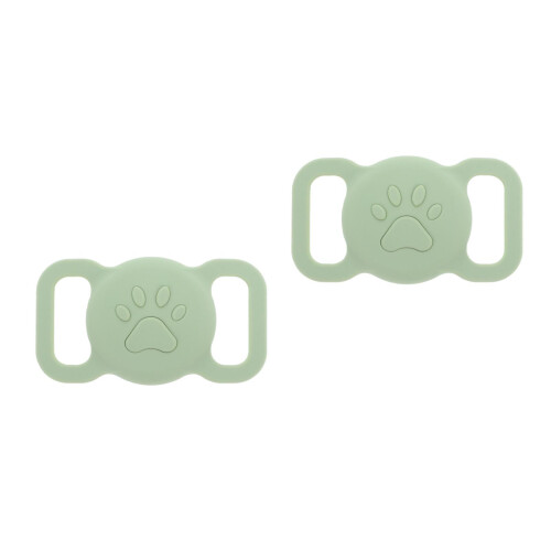2Pièces Cache Localisateur Silicone Vert Choc Pour Collier Animal