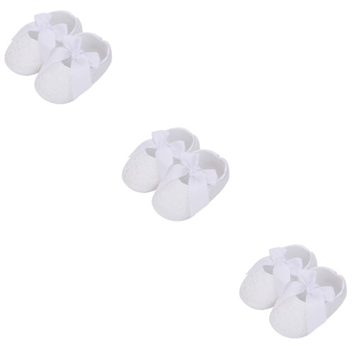 3Paires Chaussures Bébé Blancs Lacets Durable Élégant