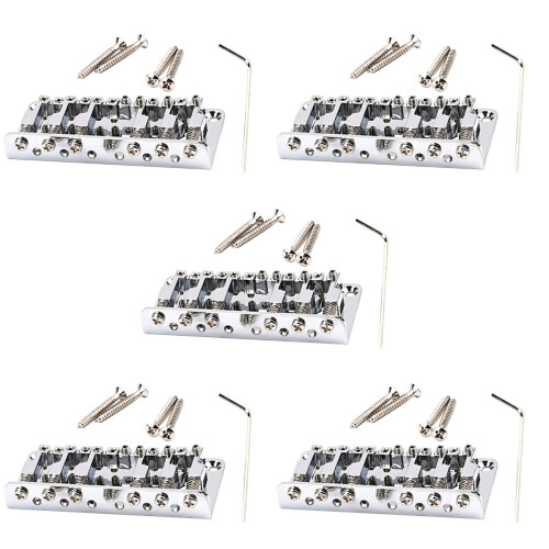 5Sets Silver Metal Guitar Bridge 6-String Durable Saddle Replacement