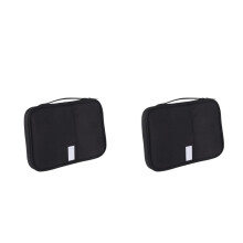 2Pcs Wear-Resistant Black Passport Holder Travel Organizer Case Pouch