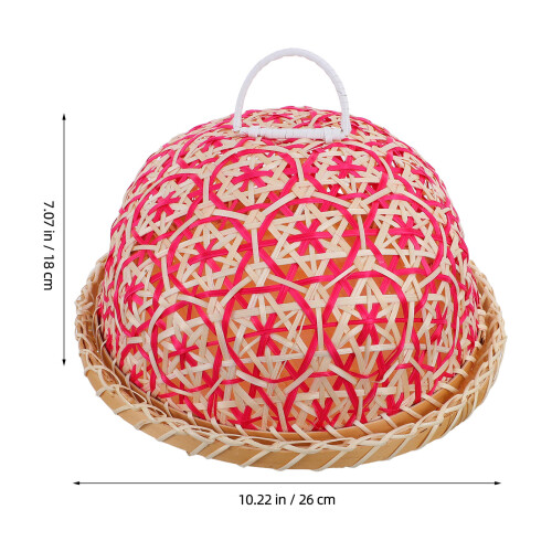 1Ensemble Panier En Rotin Rouge Couvercle Pour Pâtisseries 1