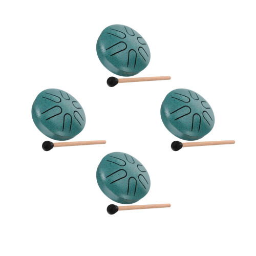 4Ensembles Mini Tongue Drum En Acier Titane Vert Portable Relaxant