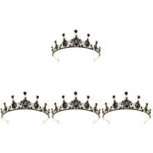 4Pcs Rhinestone Crowns Black Bridal Tiaras for Wedding Prom Banquets