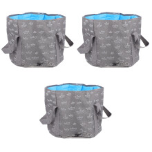 3St Inklapbare Voetenwasemmer Grijs Warmteresistent Voetbad Draagbaar