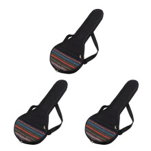 3Pcs Black Banjo Case 4 String Instrument Storage Bag with Cushion