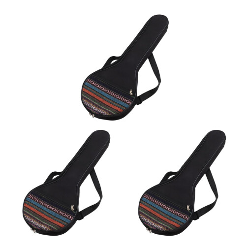 3Pcs Black Banjo Case 4 String Instrument Storage Bag with Cushion