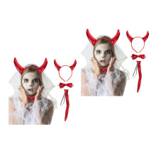 2Ensembles -Tête Diable Rouge En Plastique Pour Soirée Cosplay