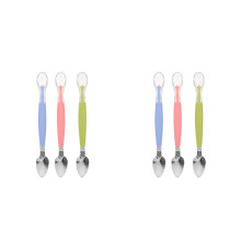 6Pièces Cuillères Bébé Grattage & Pâtée Silicone Acier