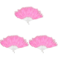 3Stk Pinker Federfächer Faltbar Für Performance Cosplay Und Geschenk