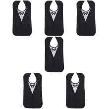 6Pcs Polyester Bib for Adults Adjustable Durable Saliva Pocket Black