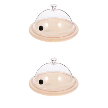 2Pcs Transparent Plastic Dome for Cake Food Display with Wood Base