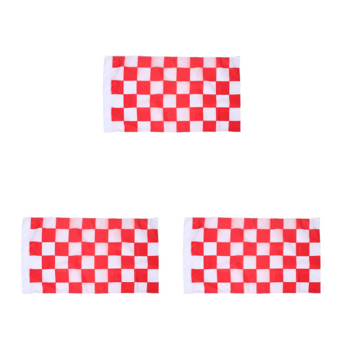 3Pcs Lightweight Polyester Checkered Flags Red White Race Event Banner