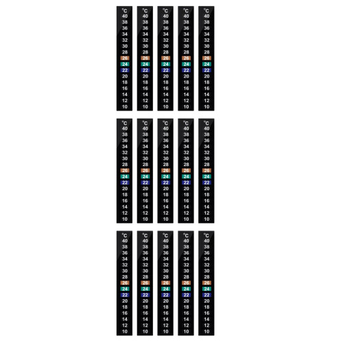 30Pcs Aquarium Thermometer Stick-on Strips Black Easy Temperature Read