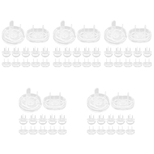 5Sets Transparent Child Safety Outlet Covers Pc Material Socket Plugs