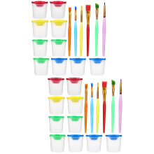 32Pcs Art Party Supplies Painting Brush Kit Assorted Color Paint Cups