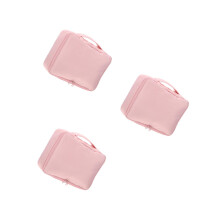 3Pcs Pink Waterproof Travel Toiletry Bag Large Nylon Cosmetics Storage