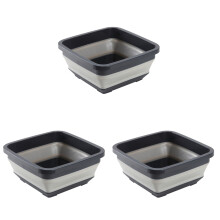 3Stk Reisefaltbares Waschbecken Kunststoff Haushalt Waschbecken Grau