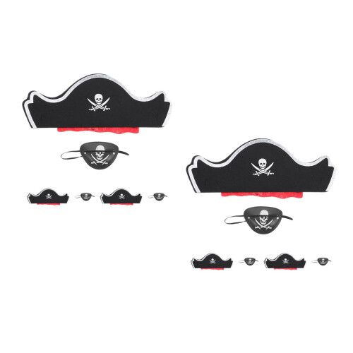 12Pcs Multi Pirate Hat and Eye Patch Set Durable Costume for Halloween