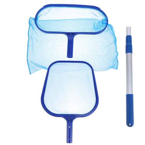2Sets Sky-Blue Retractable Pole Pool Net for Surface Cleaning 1