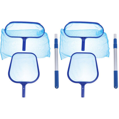 2Sets Sky-Blue Retractable Pole Pool Net for Surface Cleaning 2