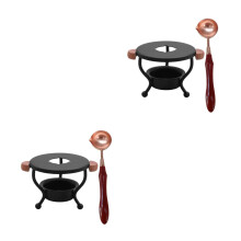 2Ensembles Fourneau À Cire Zinc Bois Outils De Sceau Pour Artisanat