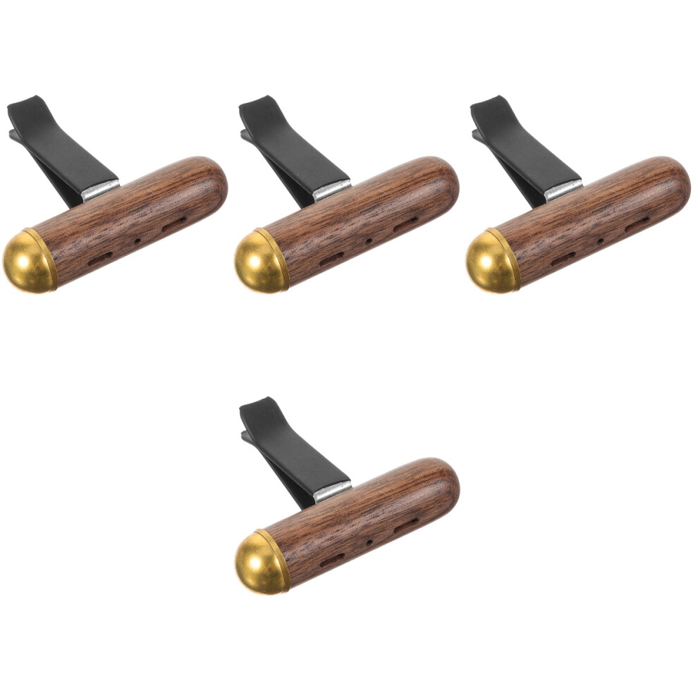 Photos - Car Air Freshener 4Pcs Light Brown Wood Car Vent Clips Aromatherapy Diffuser Decorations