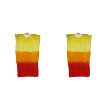 2Pcs Double-Sided Folding Dance Fans with Bamboo and Silk Multicolor