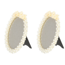 2Pcs Oval Resin Photo Frame With Pearl And Diamond Inlay