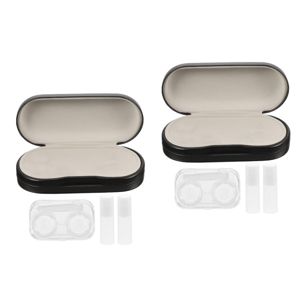 Villcase White 2Sets Dual Purpose Pu Eyeglass Case With Travel Storage