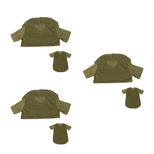 3Pièces T-Shirt Casual Vert Olive Coton V Confortable