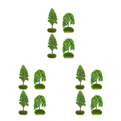 12Pièces Mini Arbres Plastique Vert Pour Scènes Train Diorama