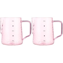 2Pcs Graduated Borosilicate Glass Milk Jar Pink for Coffee Storage