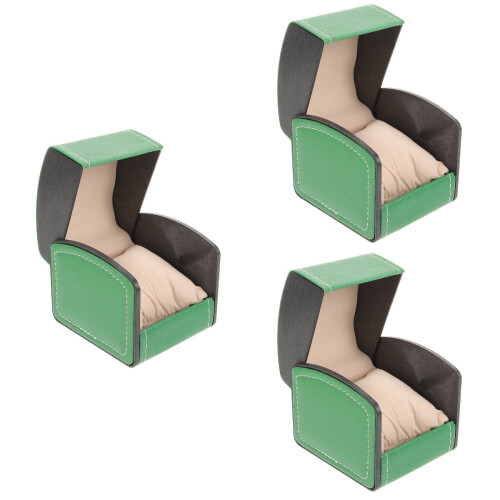 3Pcs Creative Green PU Watch Gift Box Single Portable Watch Case