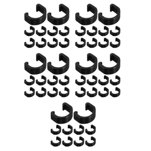 150Pièces Supports C-Clips Noir Aluminium Pour Gainage De Câbles