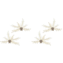 2 Pairs Wedding Dress Pearl Shoe Buckles Golden