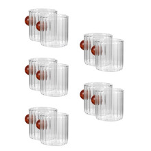 5Pcs Compact Glass Milk Measuring Pitchers with Wood Handle for Coffee