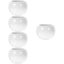 5Pcs White Ceramic Tea Cup Set Retro Style for Home and Office