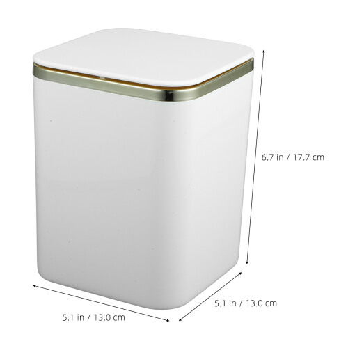 2Pcs Small White ABS Desk Organizer Mini Trash Can with Cover 1