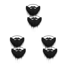 6Pcs Durable Rubber Black Fake Mustaches Beard for Halloween Events