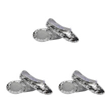 3Pcs Silver Kids Ballet Shoes with Suede Split Sole and Stretch Belt