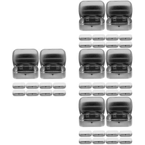 48Pcs Portable Silver Tin Storage Boxes Small Tinplate Tins