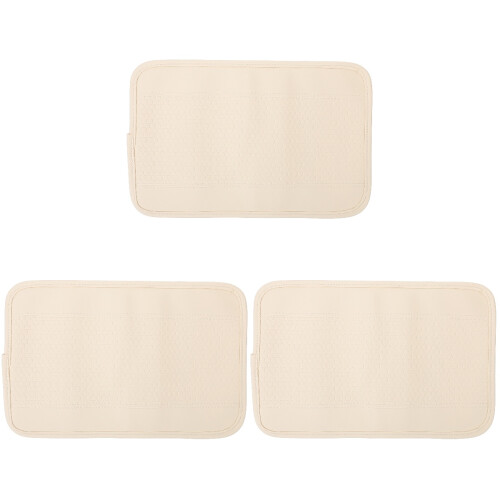 3Pcs Soft PU Car Armrest Pad Beige Center Console Cushion 2