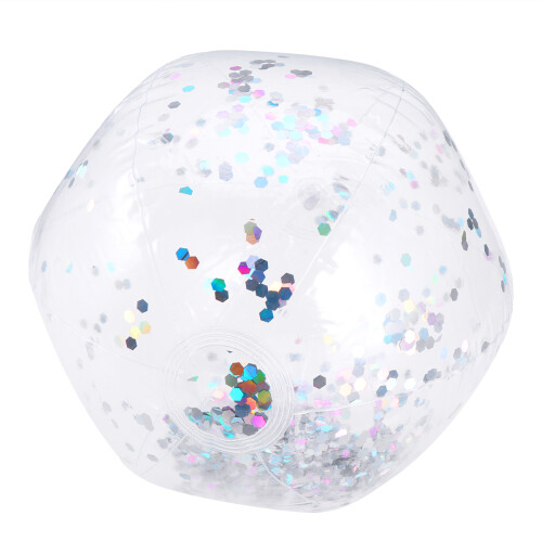 Silver Transparent Sequin Inflatable Beach Ball for Kids Play