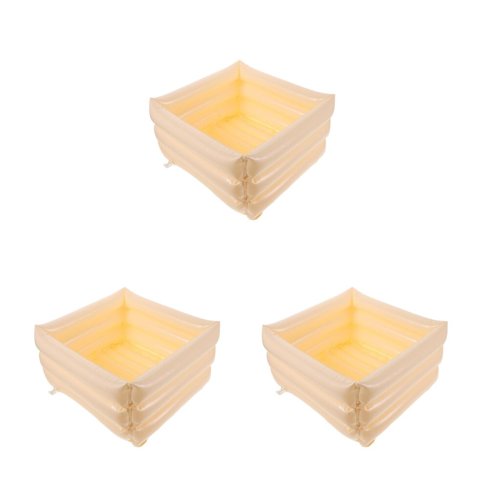 Totority Beige 3Pcs Foldable Pvc Foot Soaking Tub Inflatable Portable Foot Bath