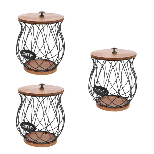3Pcs Iron Coffee Bars Accessory Storage Basket with Elegant Design
