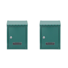 2Pcs Green Iron Wall Mount Mailbox Durable Locking Outdoor Letter Box