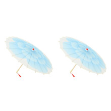 2Pcs Blue Classical Flower Oil Paper Umbrella Bamboo Wood Dance Props